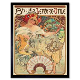 "Artery8 Food Biscuits Vintage Retro Nouveau Sweet France Framed Wall Art Print in Beige - Size: W12"" x H16""" - thumbnail 1