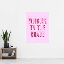 "Artery8 Welcome To The Chaos Wavy Pink Modern Funny Wall Art Print - Size: W12"" x H16""" - thumbnail 4
