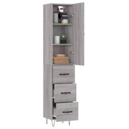 Berkfield Home Highboard Grey Sonoma 34.5x34x180 cm Engineered Wood - thumbnail 3
