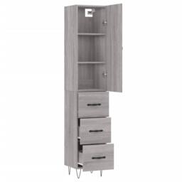 Berkfield Home Highboard Grey Sonoma 34.5x34x180 cm Engineered Wood - thumbnail 4