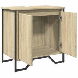 Berkfield Home Modern Bathroom Sink Cabinet Sonoma Oak 60x35x60 cm Engineered Wood - Size: 60 x 35 x 60 cm - thumbnail 8