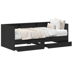 Berkfield Home Day Bed with Drawers Concrete Grey 90x200 cm Engineered Wood in Black - thumbnail 6