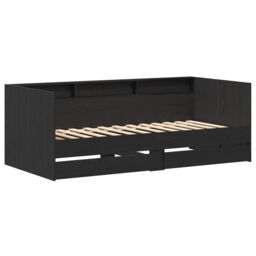 Berkfield Home Day Bed with Drawers Concrete Grey 90x200 cm Engineered Wood in Black - thumbnail 2