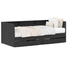 Berkfield Home Day Bed with Drawers Concrete Grey 90x200 cm Engineered Wood in Black - thumbnail 4