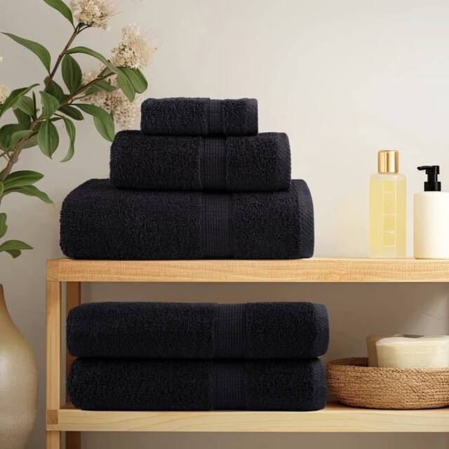 Berkfield Home Premium Bath Towels SOLUND 2 pcs 100x150 cm 600 gsm in Black - image 1