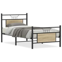 Berkfield Home Bed Frame without Mattress Sonoma Oak 90x190 cm Single Engineered Wood in Brown - thumbnail 2