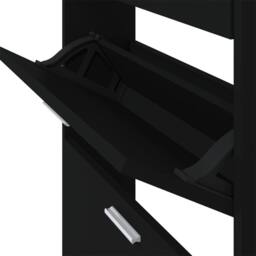 Berkfield Home Shoe Cabinet Black 59x17x108 cm Engineered Wood - Size: 59 x 17 x 108 cm - thumbnail 8