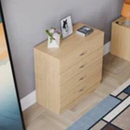 EONLION Pine 4 Drawer Chest of Drawers Metal Handles Bedroom Storage Furniture in Brown - thumbnail 3