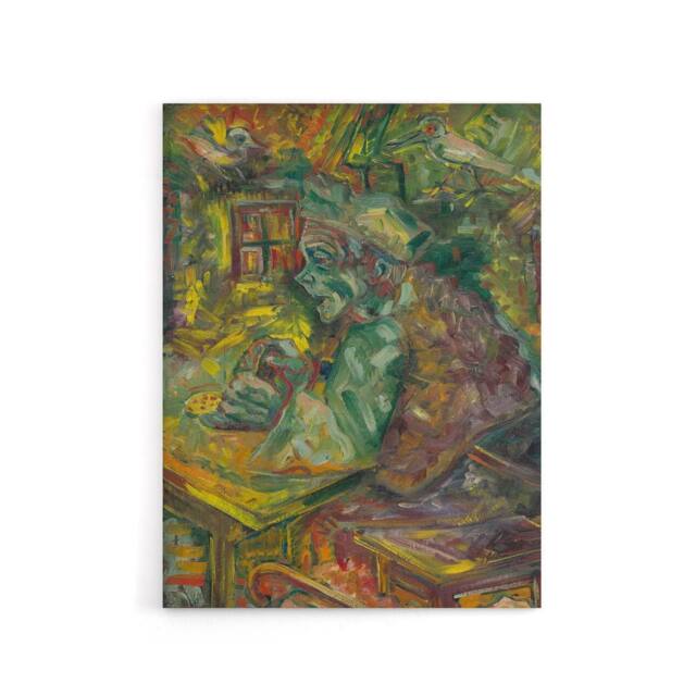 "Artery8 At the Table Bold Colourful Kubincan Canvas Wall Art Print in Green - Size: W18"" x H24""" - image 1