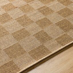 Livabliss Pismo Beach Modern Yellow Tan Checkered In- & Outdoor Jute-Look Rug in Brown - Size: 160 cm x 215 cm - thumbnail 3