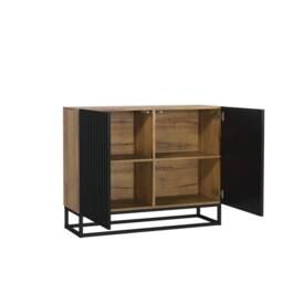Creative Furniture Ripple Sideboard 100cm - Oak & Black Fluted Doors in Dark Brown - thumbnail 8