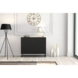 Creative Furniture Ripple Sideboard 100cm - Oak & Black Fluted Doors in Dark Brown - thumbnail 2