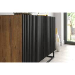 Creative Furniture Ripple Sideboard 100cm - Oak & Black Fluted Doors in Dark Brown - thumbnail 5