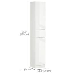 Wyld Haus Elluno High Gloss White Tall Bathroom Storage Cabinet Push to Open - thumbnail 4