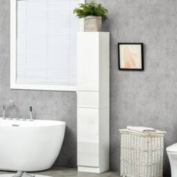 Wyld Haus Elluno High Gloss White Tall Bathroom Storage Cabinet Push to Open - thumbnail 3
