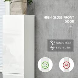 Wyld Haus Elluno High Gloss White Tall Bathroom Storage Cabinet Push to Open - thumbnail 6