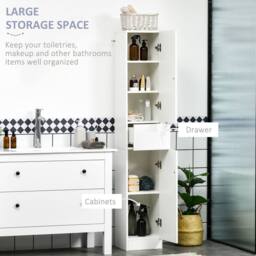 Wyld Haus Elluno High Gloss White Tall Bathroom Storage Cabinet Push to Open - thumbnail 5