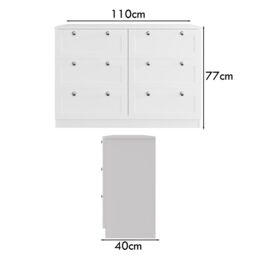 FWStyle White 6 Drawer Chest Of Drawers Panelled Bedroom Furniture - thumbnail 5