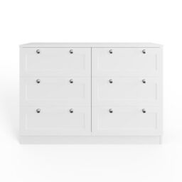 FWStyle White 6 Drawer Chest Of Drawers Panelled Bedroom Furniture - thumbnail 2