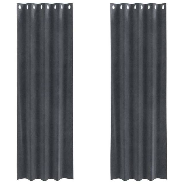 Berkfield Home Blackout Curtains with Eyelets 2 pcs Light Grey Velvet in Dark Grey - image 1