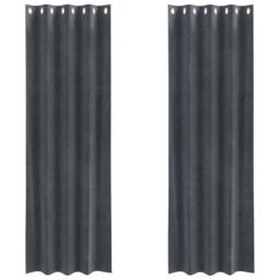 Berkfield Home Blackout Curtains with Eyelets 2 pcs Light Grey Velvet in Dark Grey - thumbnail 1
