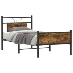 Berkfield Home Durable Bed Frame without Mattress Smoked Oak 90x190 cm Single En in Brown - thumbnail 2