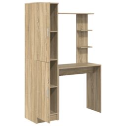 Berkfield Home Desk with Storage Sonoma Oak Engineered Wood in Brown - thumbnail 9