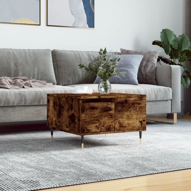 Berkfield Home Coffee Table Smoked Oak 55x55x36.5 cm Engineered Wood in Brown - image 1