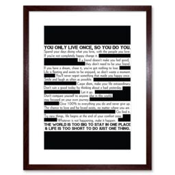 "Artery8 Wall Art Print Motivational Manifesto Advice Typography Black White Framed in Brown - Size: W7"" x H9""" - thumbnail 1