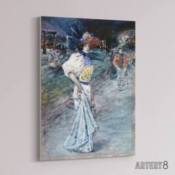 "Artery8 Henry Somm Elegant in a Japanese Garden Watercolour Canvas Art Print in Blue - Size: W12"" x H16""" - thumbnail 2