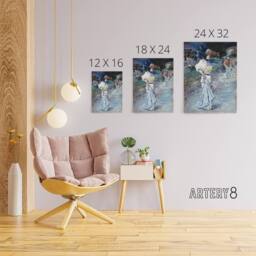 "Artery8 Henry Somm Elegant in a Japanese Garden Watercolour Canvas Art Print in Blue - Size: W12"" x H16""" - thumbnail 4