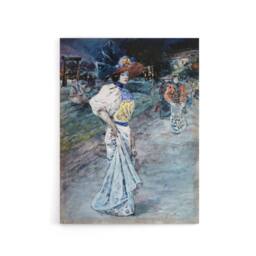 "Artery8 Henry Somm Elegant in a Japanese Garden Watercolour Canvas Art Print in Blue - Size: W12"" x H16""" - thumbnail 1