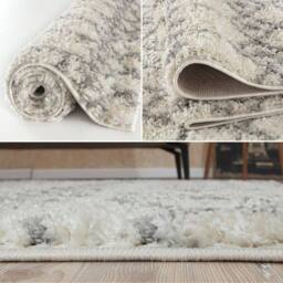 THE RUGS Soft Moroccan Diamond Shaggy Rugs & Runners Ivory Grey Living Room - Size: 80 cm x 300 cm - thumbnail 4
