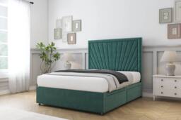 "Sloomy Somerset Plush Divan Base No Drawers 26"" Headboard in Emerald - Size: Small Double" - thumbnail 3