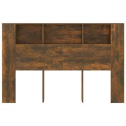 Berkfield Home Headboard Cabinet Smoked Oak 160x18.5x104.5 cm in Brown - thumbnail 4