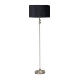 ValueLights Maggie Brushed Chrome Candlestick Floor Lamp with Velvet Lamp Shade & LED Bulb in Black - thumbnail 2