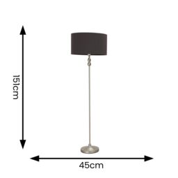 ValueLights Maggie Brushed Chrome Candlestick Floor Lamp with Velvet Lamp Shade & LED Bulb in Black - thumbnail 5