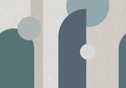 Superfresco Easy Curve & Arch Geo Teal Print To Order 3m x 2.8m Mural in Blue - thumbnail 2