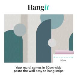 Superfresco Easy Curve & Arch Geo Teal Print To Order 3m x 2.8m Mural in Blue - thumbnail 3