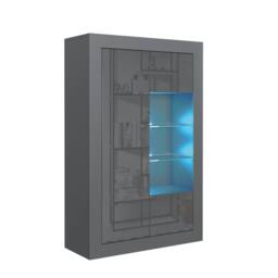 Mex Furniture LTD Display Cabinet Arcadia 140cm - Dark Grey with Gloss Doors, LED Lights - thumbnail 5