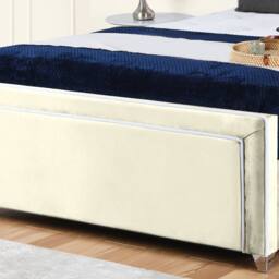 UK Bed Furniture Ariana Upholstered Bed Frame with 48-inch Headboard - Slatted Base in Cream - Size: Small Double - thumbnail 3