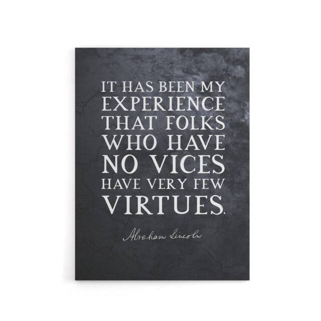 "Artery8 Abraham Lincoln Vices Virtues Quote Canvas Wall Art Print in Grey - Size: W18"" x H24""" - image 1