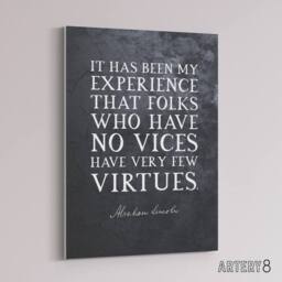 "Artery8 Abraham Lincoln Vices Virtues Quote Canvas Wall Art Print in Grey - Size: W18"" x H24""" - thumbnail 2