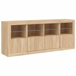 Berkfield Home Sideboard with LED Lights Sonoma Oak 163x37x67 cm in Light Tan - Size: 163 x 37 x 67 cm - thumbnail 5