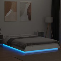 Berkfield Home Bed Frame with LED Lights without Mattress White 140x200cm - Size: 140x200 cm - thumbnail 4