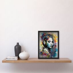 Artery8 Wall Art Print Music Headphones Watercolour Grunge Emo Teen Bedroom Art Framed - Size: A4 - thumbnail 4