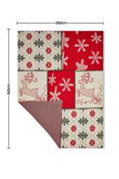 BHS Christmas Patchwork Throw in Red - Size: 130 cm x 160 cm - thumbnail 4