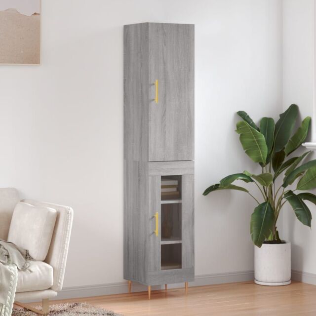 Berkfield Home Highboard Grey Sonoma 34.5x34x180 cm Engineered Wood - image 1