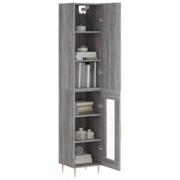 Berkfield Home Highboard Grey Sonoma 34.5x34x180 cm Engineered Wood - thumbnail 3