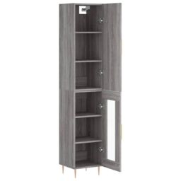 Berkfield Home Highboard Grey Sonoma 34.5x34x180 cm Engineered Wood - thumbnail 4
